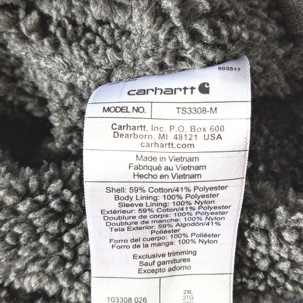 Carhartt Sherpa-Lined Zip Sweatshirt Jacket 2X Rain Defender Charcoal - Picture 6 of 6